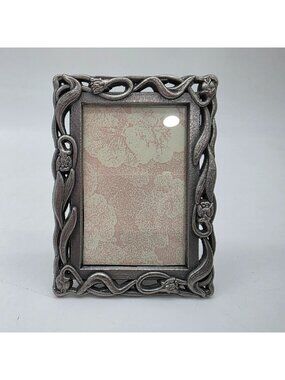 Vintage Pewter Floral Design Picture Frame1.75"x2.75" Tabletop Display